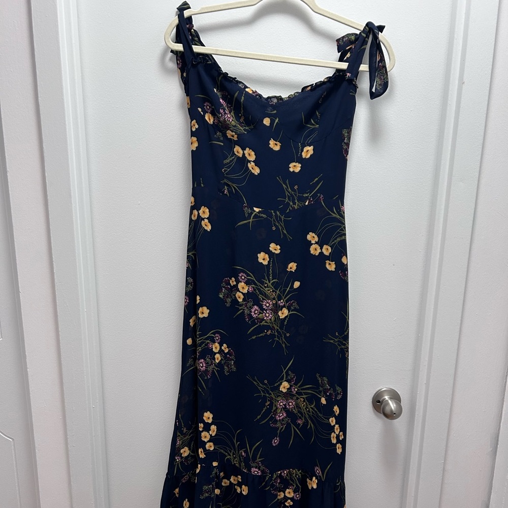 Reformation Navy Floral Midi Nikita Dress - Picture 5 of 9